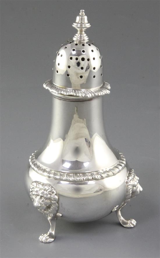 A silver sugar caster, by Richard Woodman Burbridge Height 6 ¼/155mm Weight: 7 ½ oz/210grms